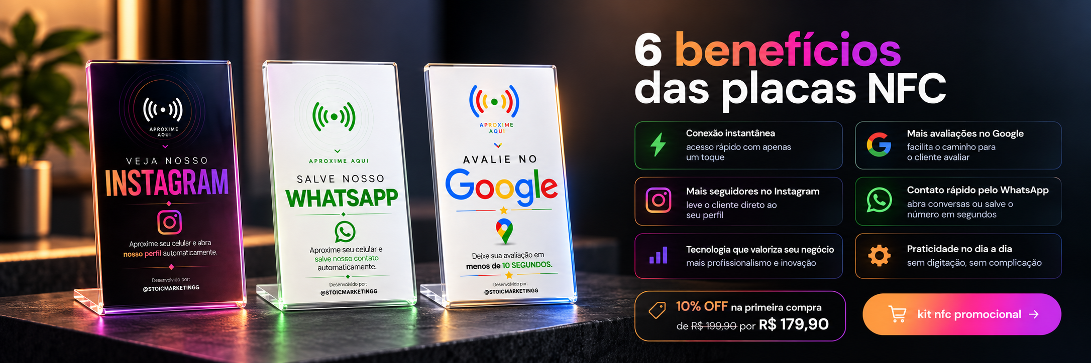 Placas NFC Acrílicas em Destaque